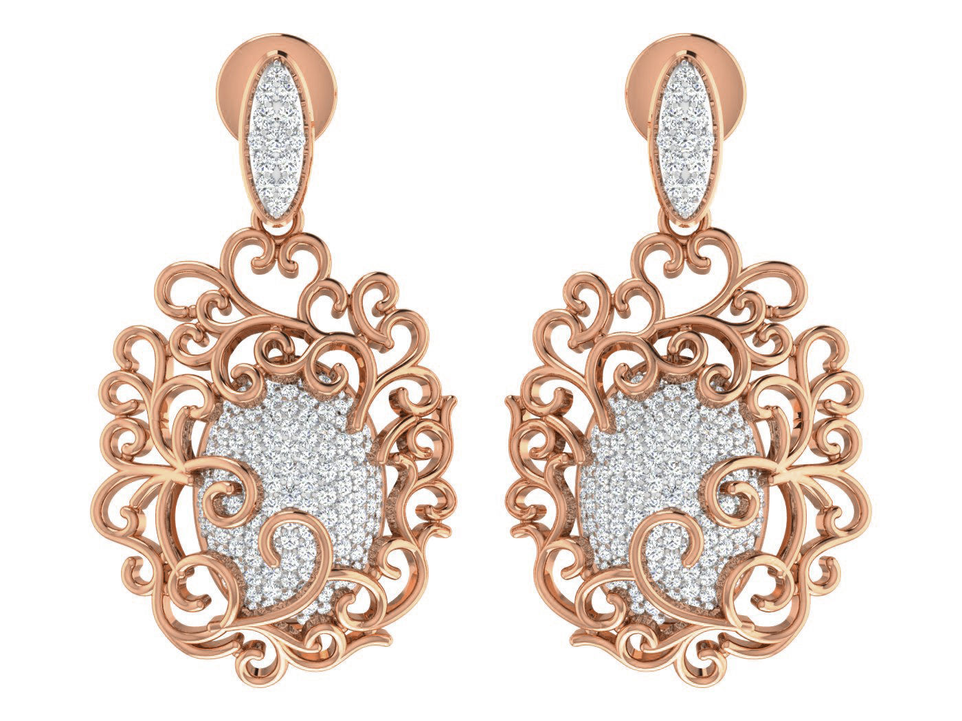 Women pendant-earrings set 3dm stl render detail 3D print model_1