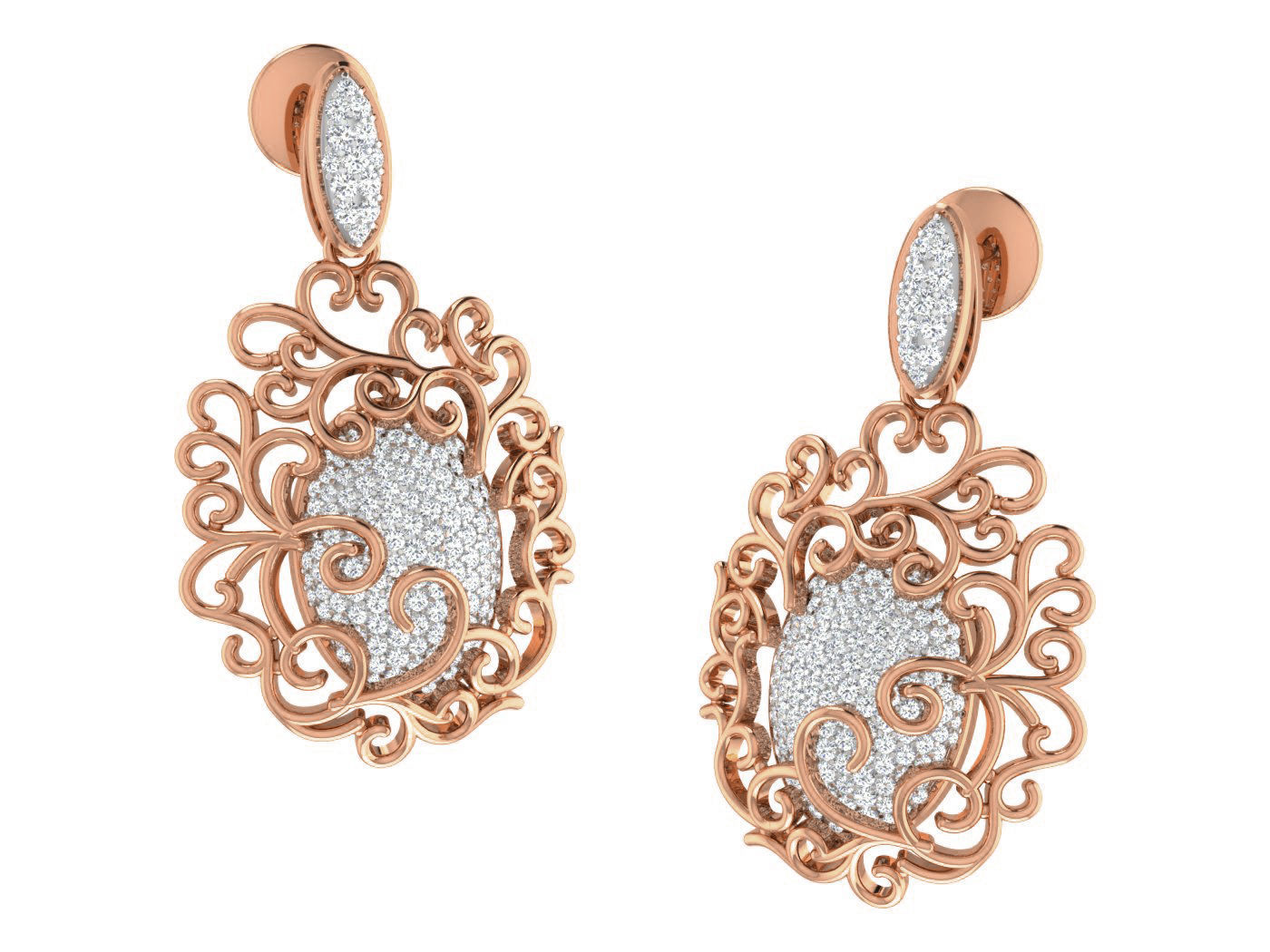 Women pendant-earrings set 3dm stl render detail 3D print model_3