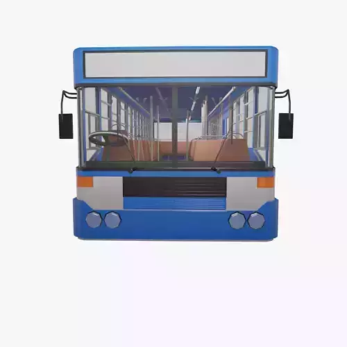 low - poly thai city bus blue white yellow color model