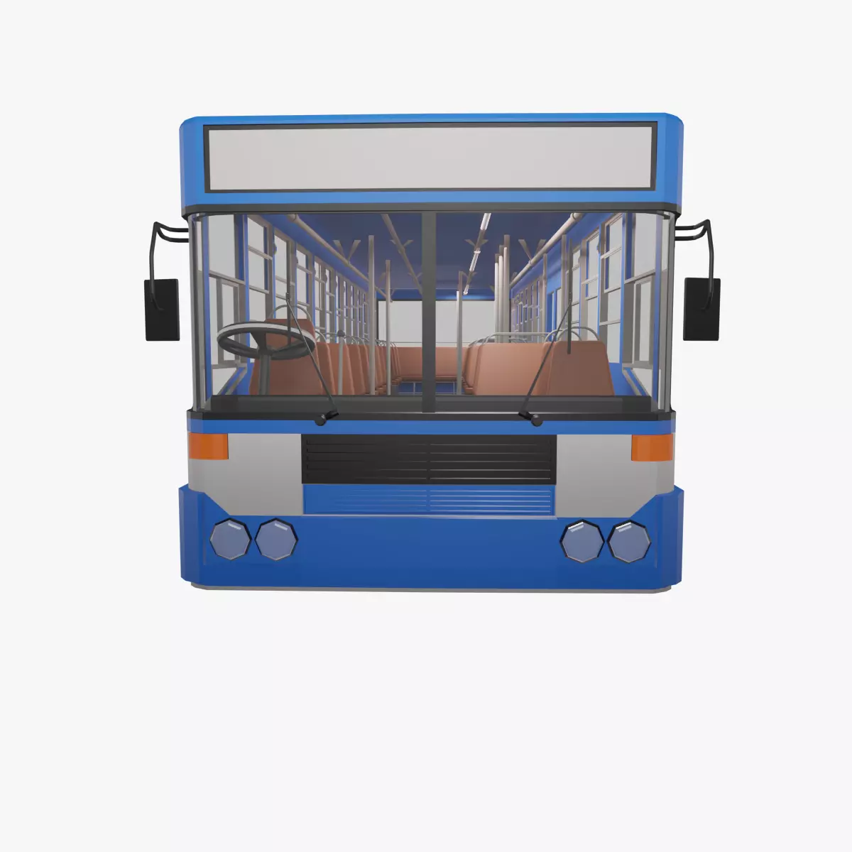 low - poly thai city bus blue white yellow color model Low-poly 3D model