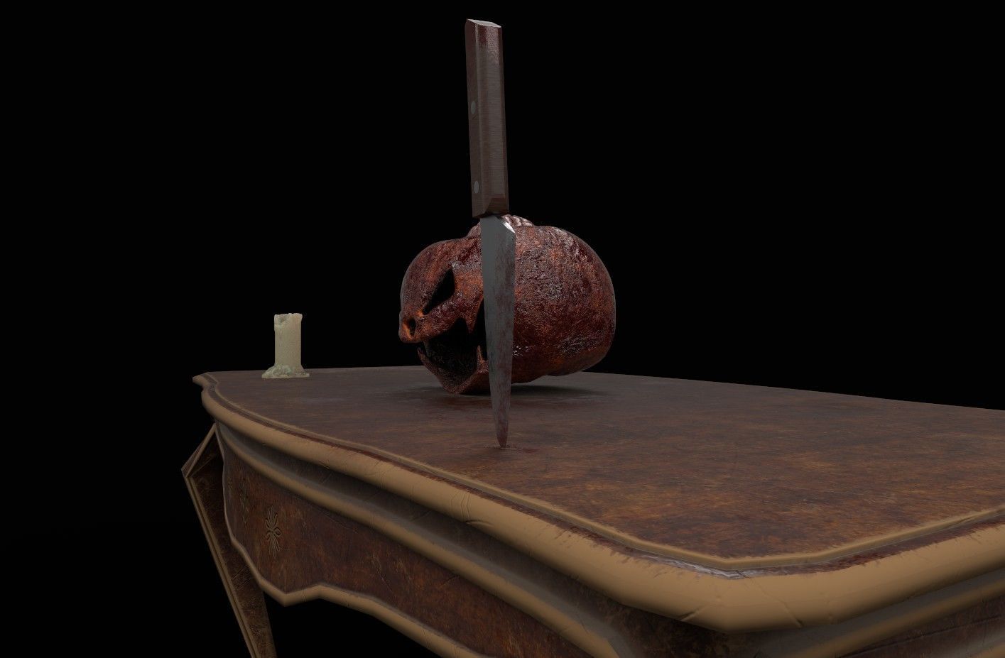 Jack o lantern with brain Low-poly 3D model_16