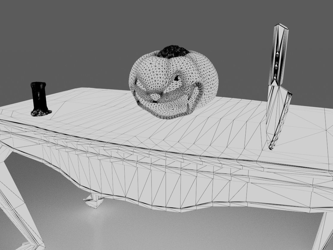 Jack o lantern with brain Low-poly 3D model_19