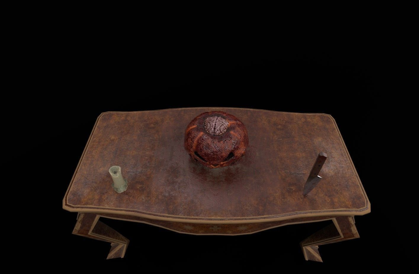 Jack o lantern with brain Low-poly 3D model_7