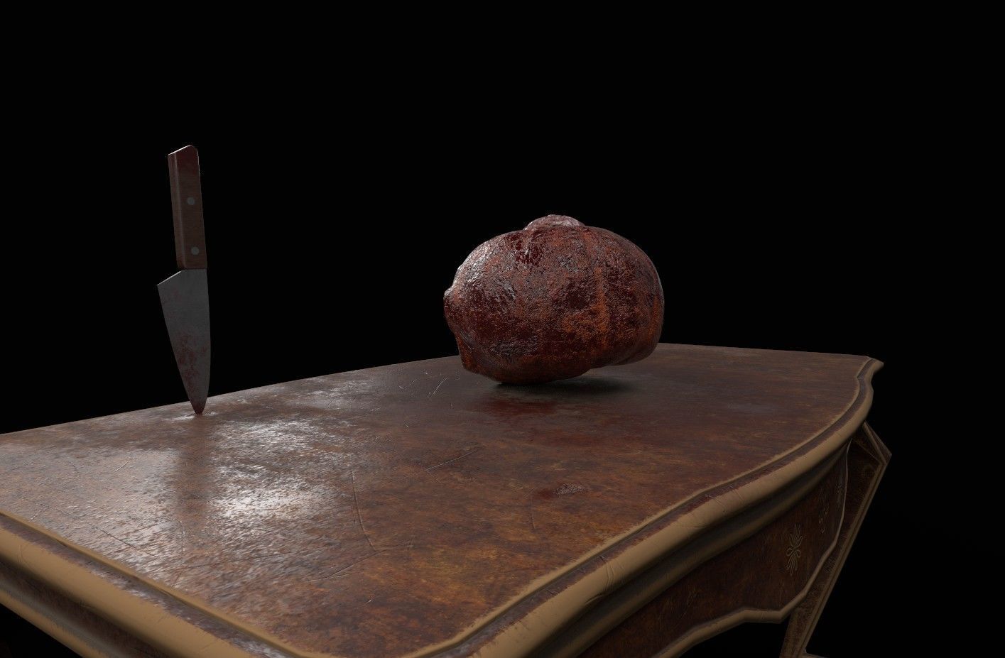 Jack o lantern with brain Low-poly 3D model_2