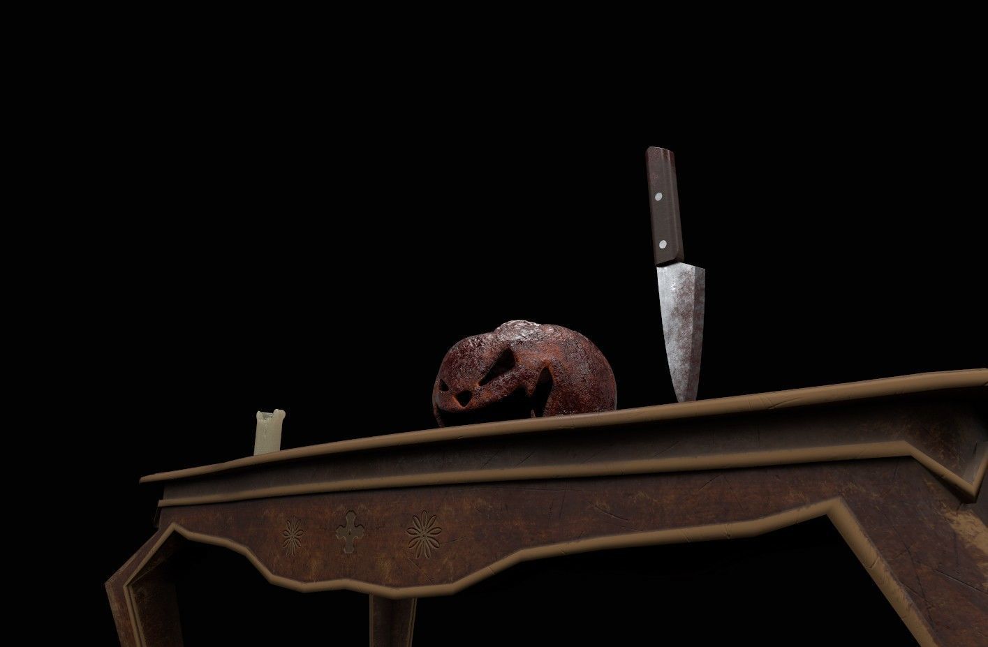 Jack o lantern with brain Low-poly 3D model_15