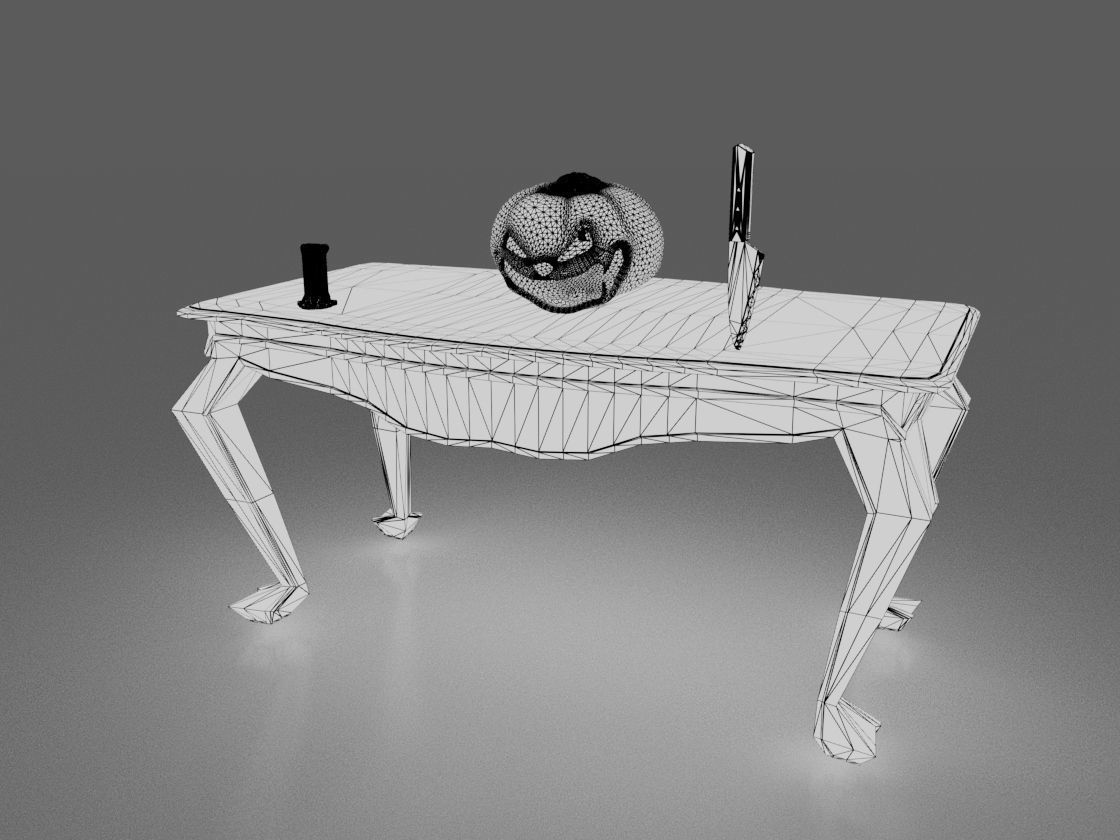 Jack o lantern with brain Low-poly 3D model_18