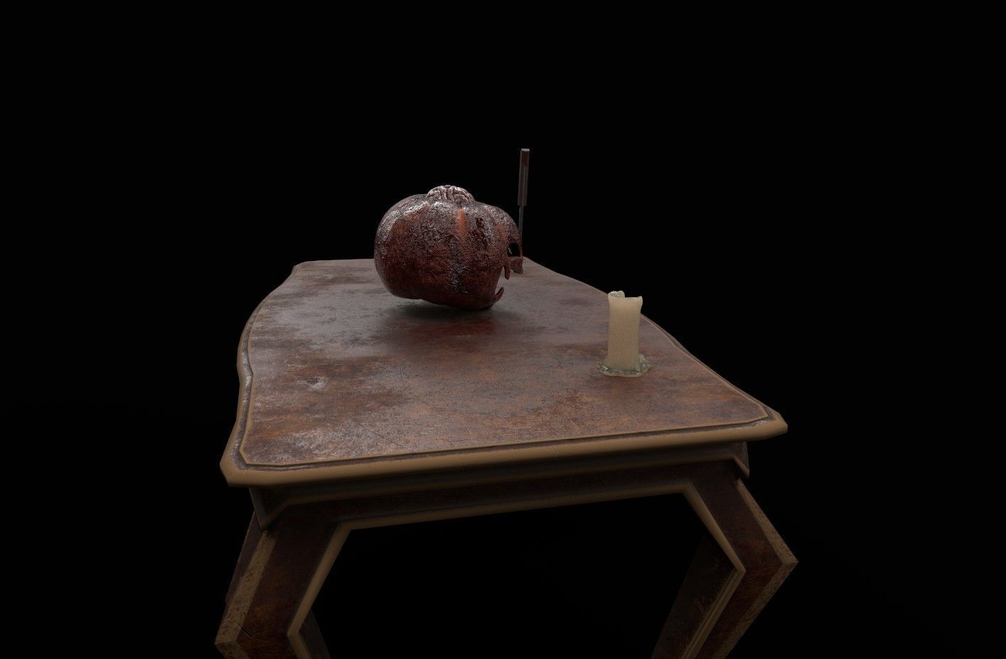 Jack o lantern with brain Low-poly 3D model_5