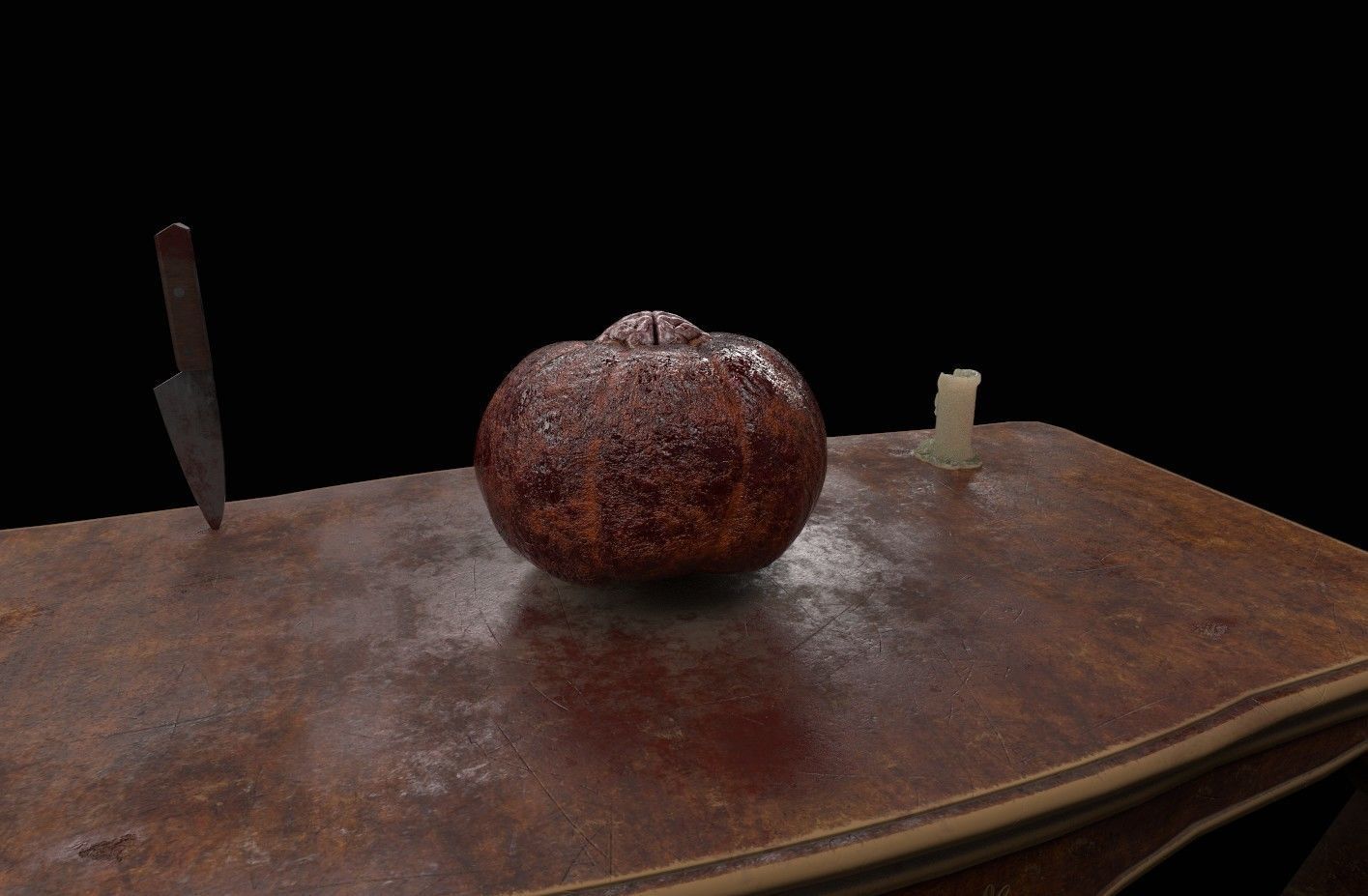 Jack o lantern with brain Low-poly 3D model_3