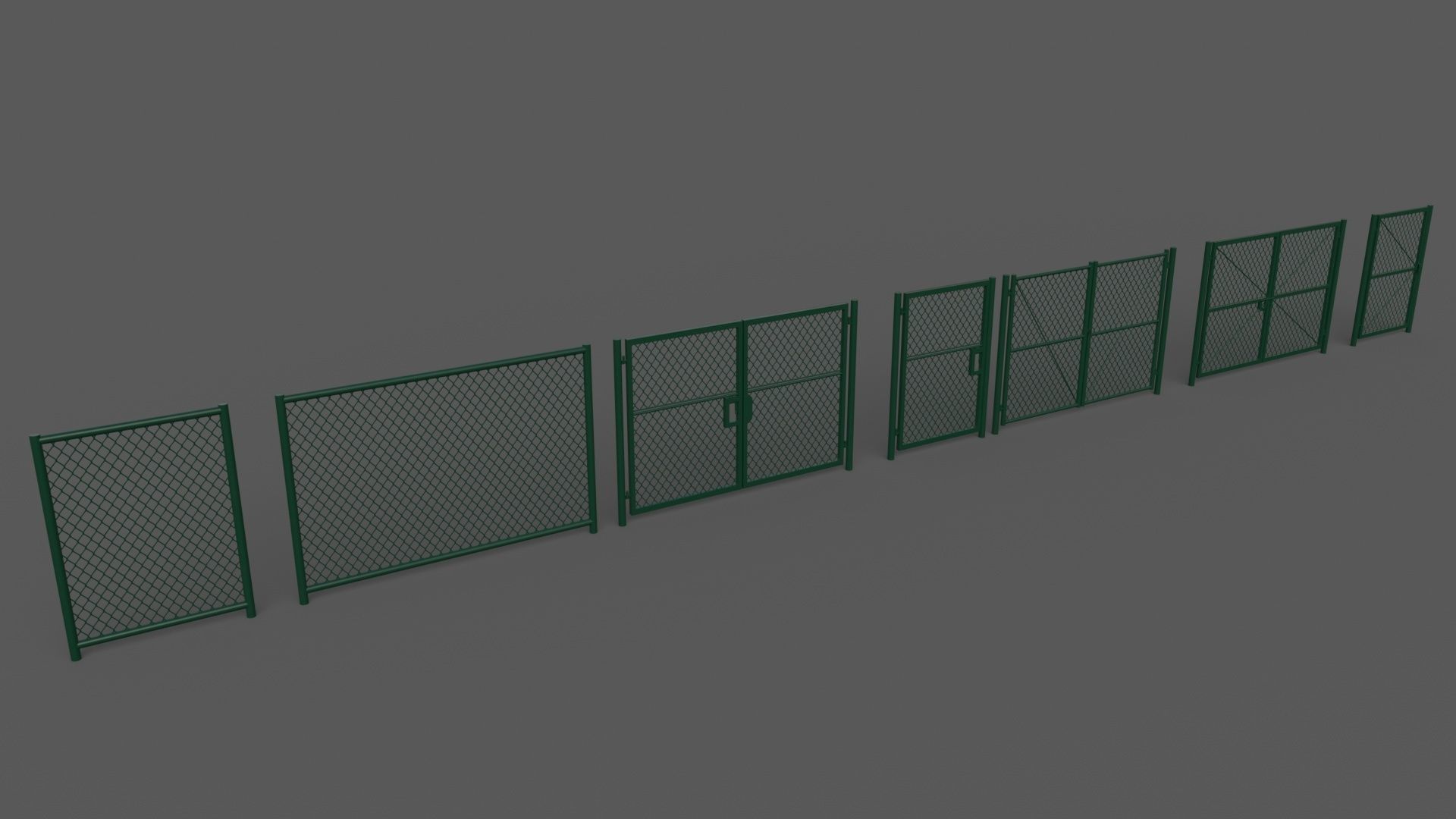 PBR Chain Link Fence For Court F Low-poly 3D model_4