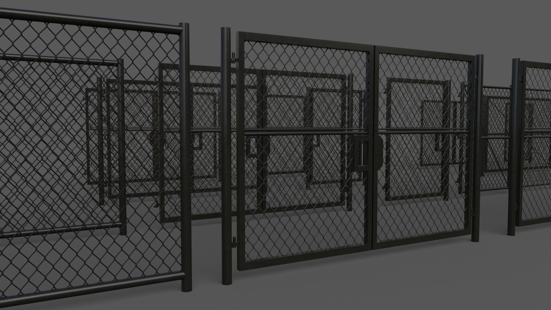 PBR Chain Link Fence For Court F Low-poly 3D model_21