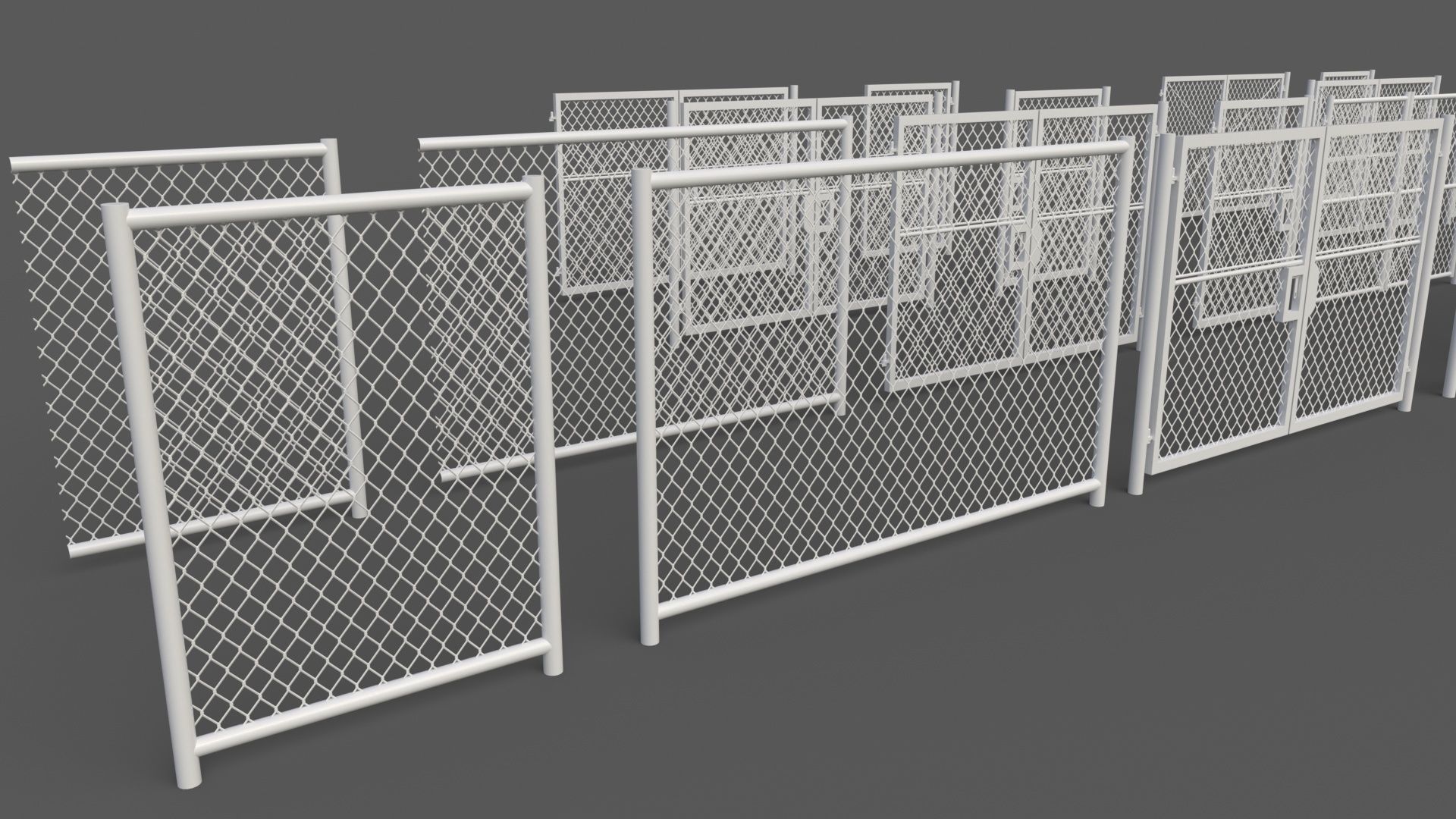 PBR Chain Link Fence For Court F Low-poly 3D model_35