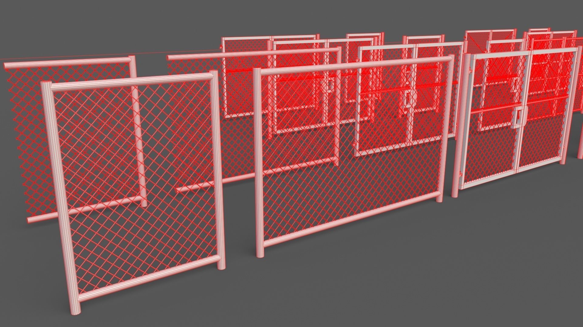 PBR Chain Link Fence For Court F Low-poly 3D model_38