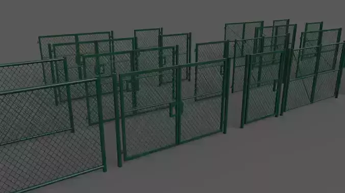 PBR Chain Link Fence For Court F Low-poly 3D model