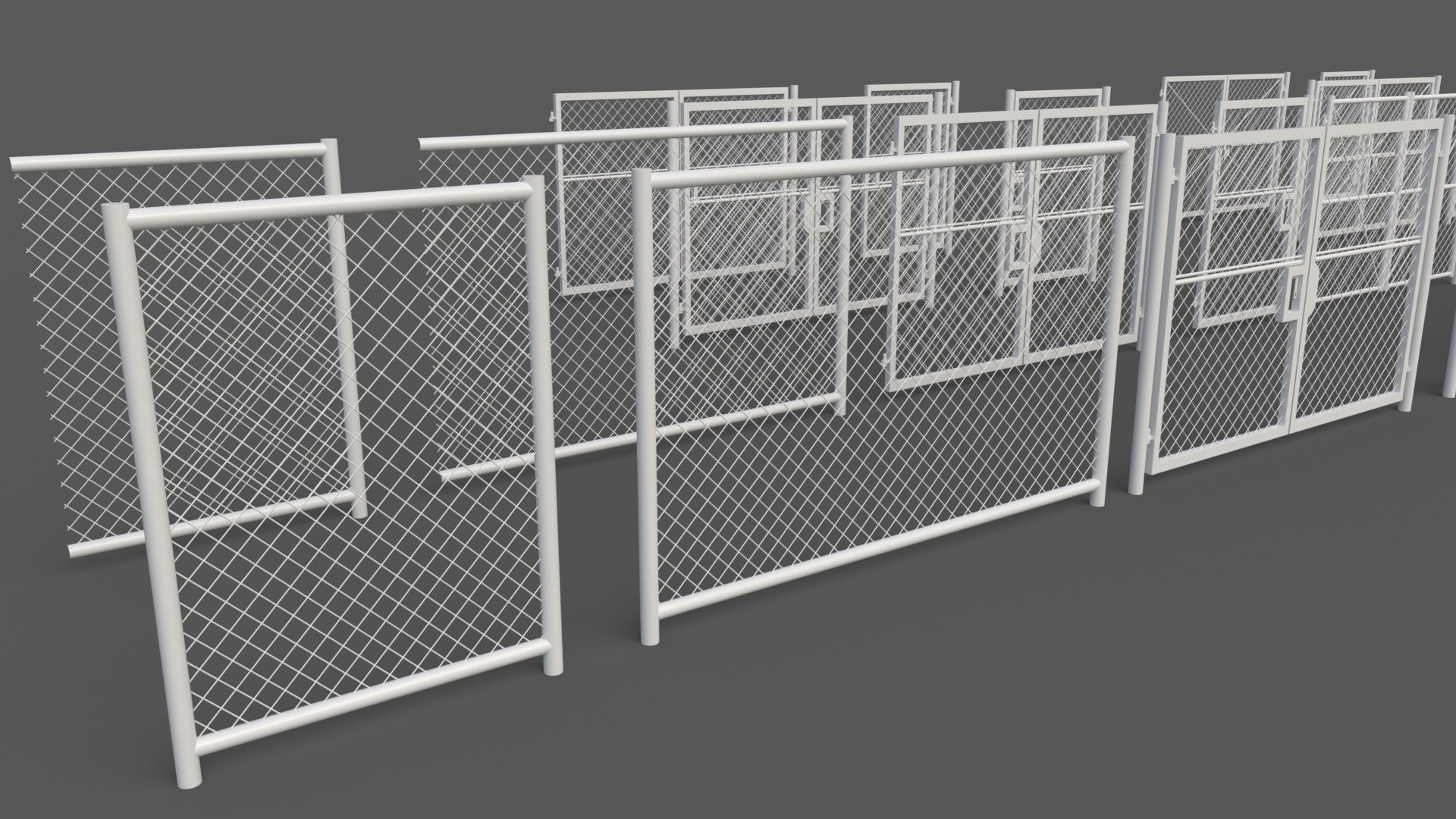 PBR Chain Link Fence For Court F Low-poly 3D model_36