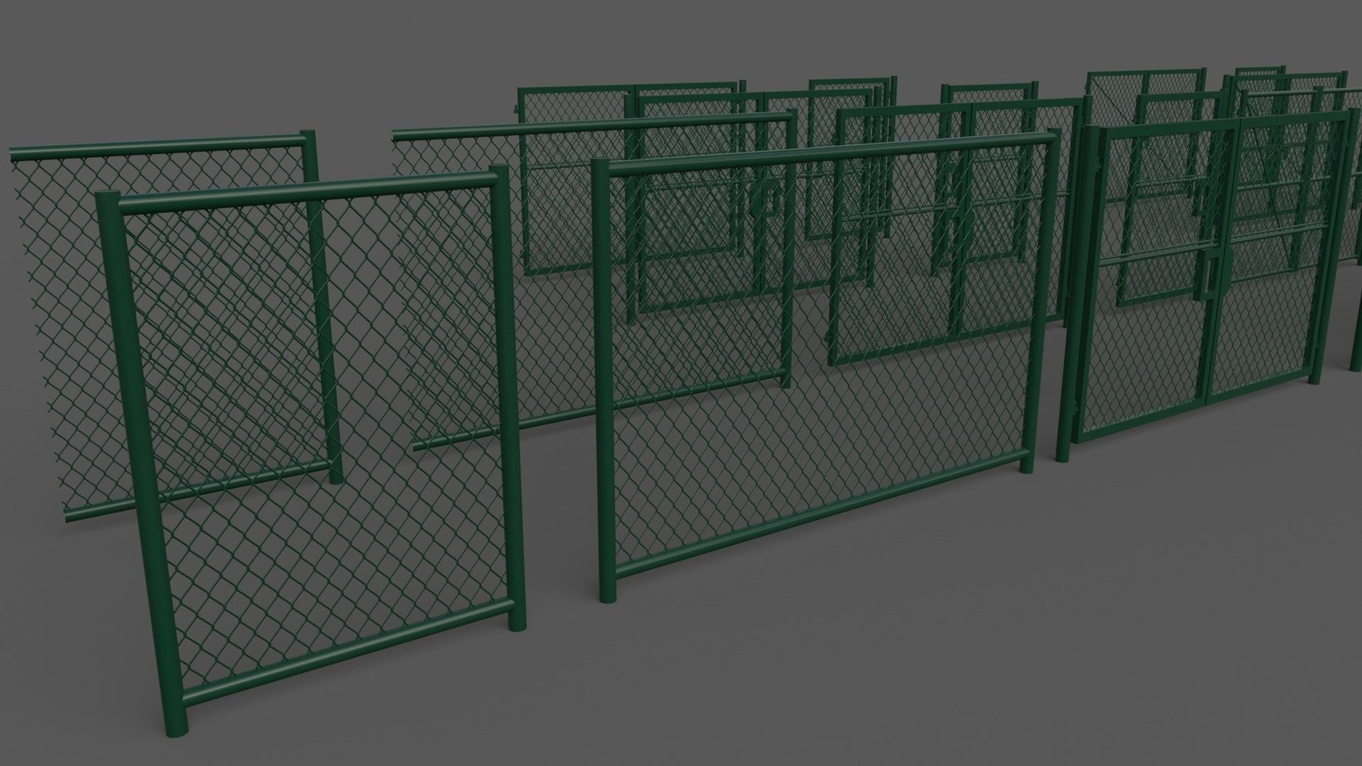 PBR Chain Link Fence For Court F Low-poly 3D model_2