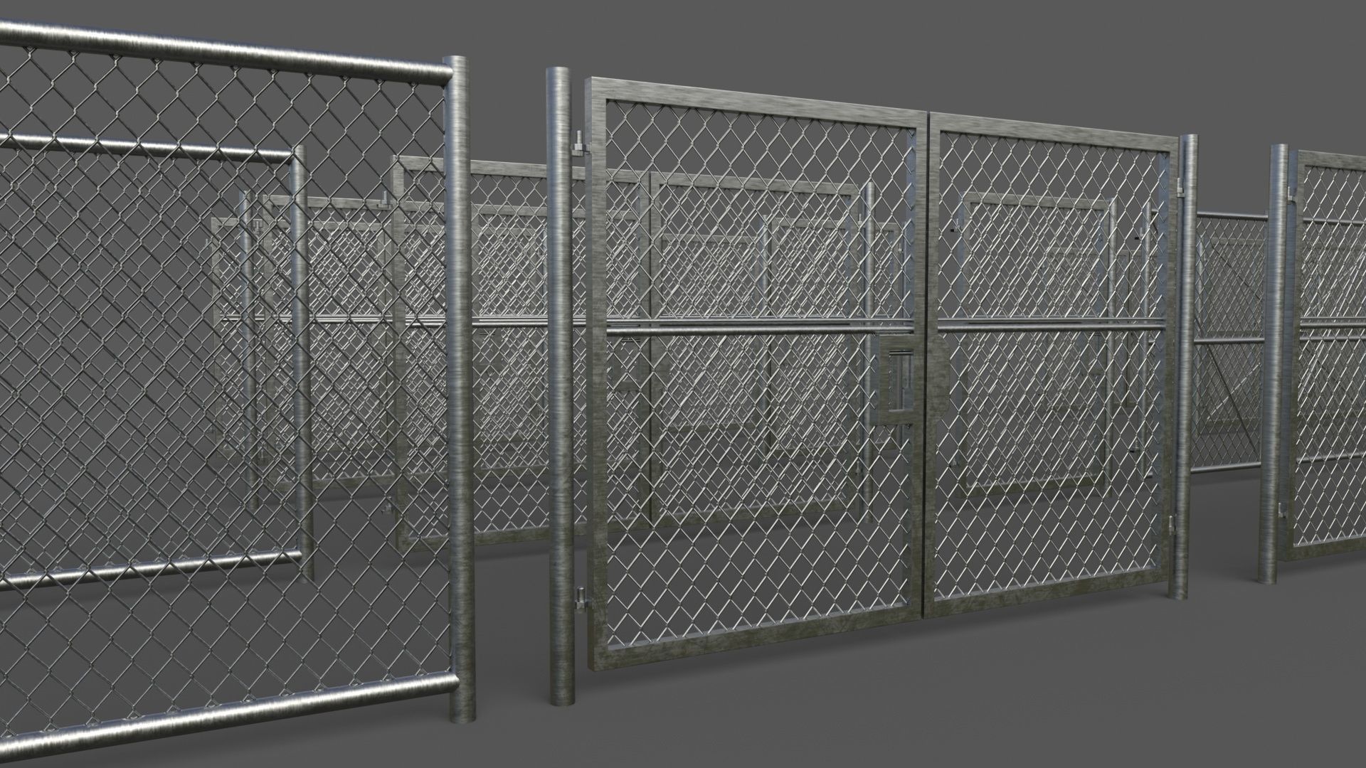 PBR Chain Link Fence For Court F Low-poly 3D model_17