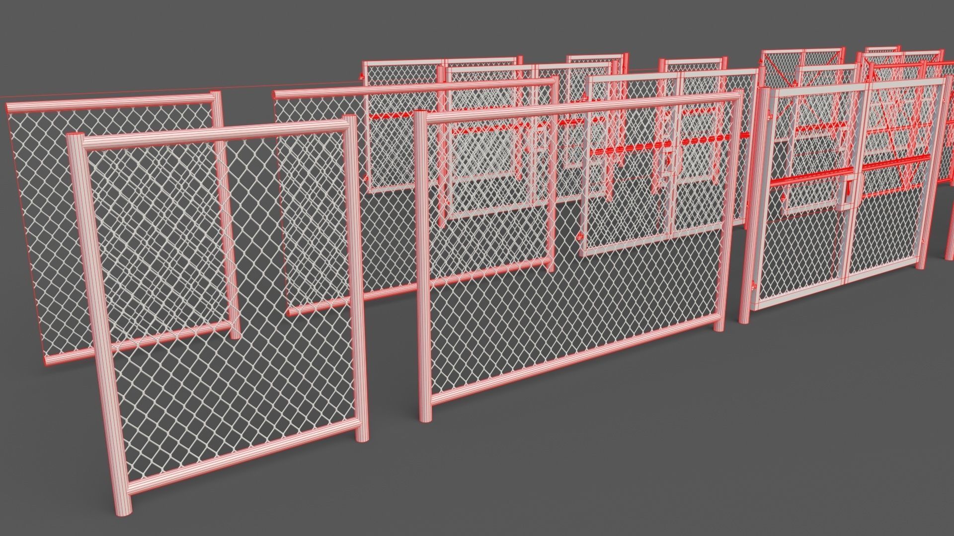 PBR Chain Link Fence For Court F Low-poly 3D model_37
