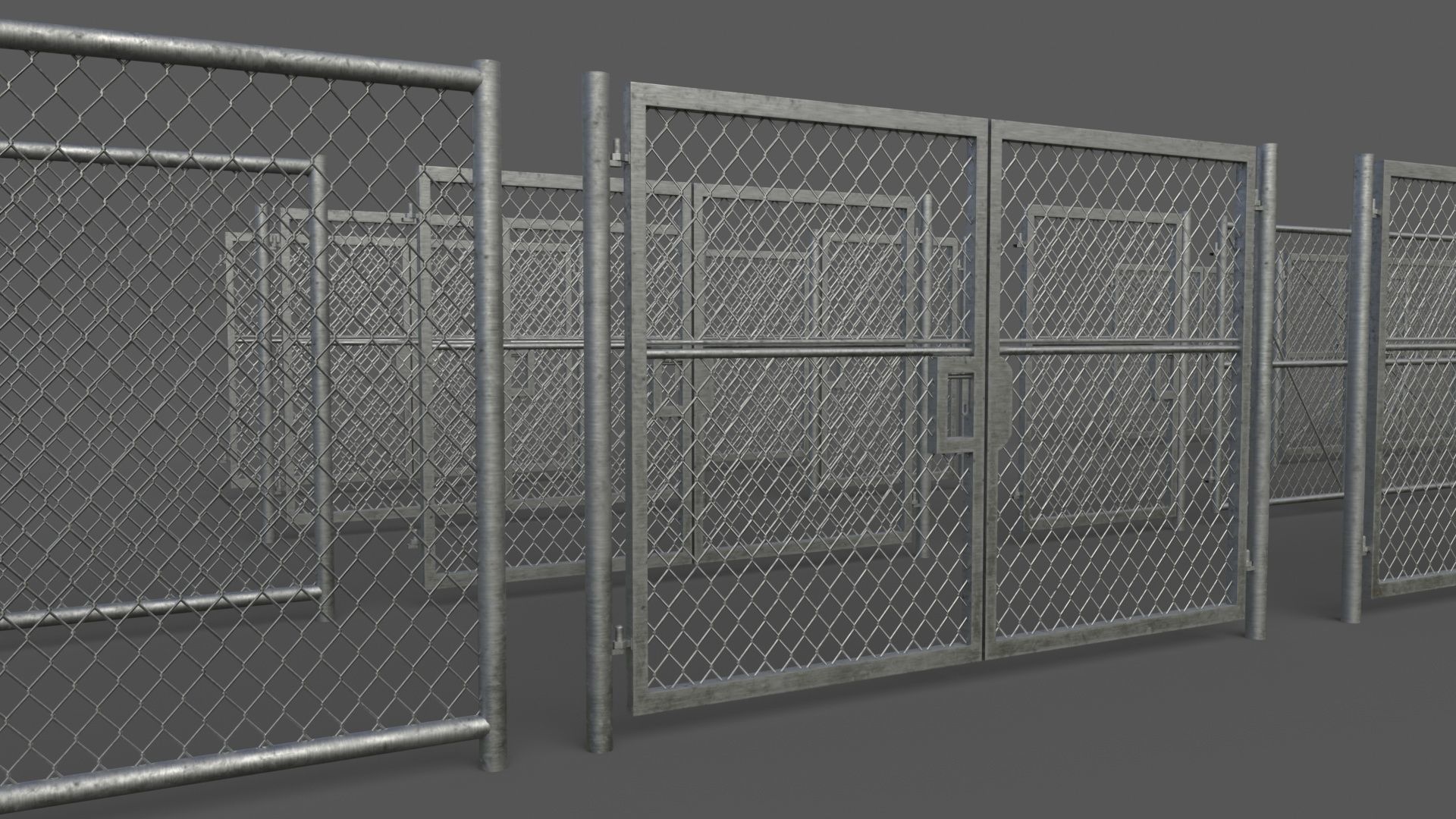PBR Chain Link Fence For Court F Low-poly 3D model_18