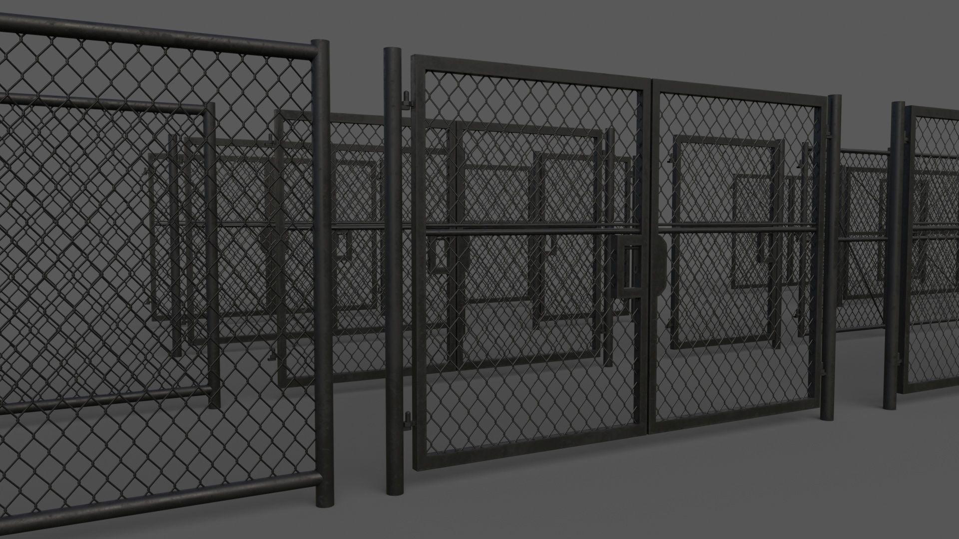 PBR Chain Link Fence For Court F Low-poly 3D model_22