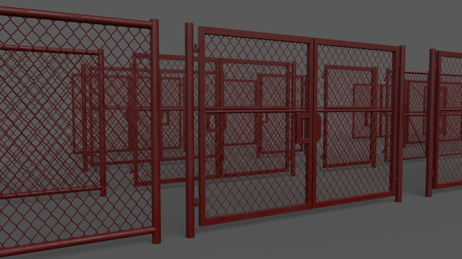 PBR Chain Link Fence For Court F Low-poly 3D model_32