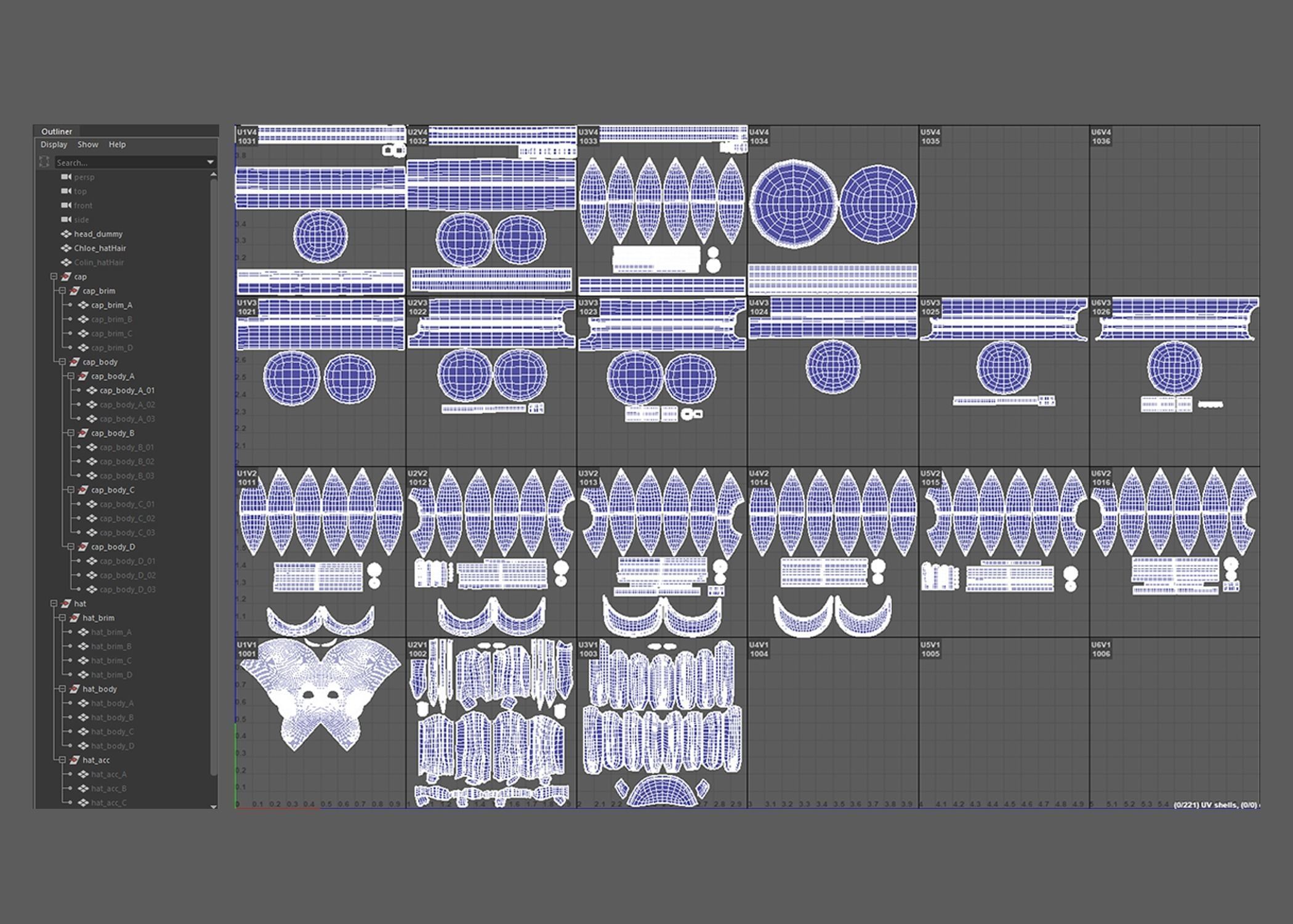 Modular Cap and Hat Low-poly 3D model_6