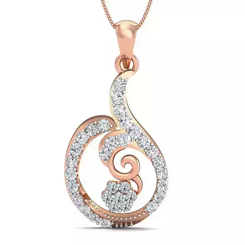 Women pendant-earrings set 3dm stl render detail