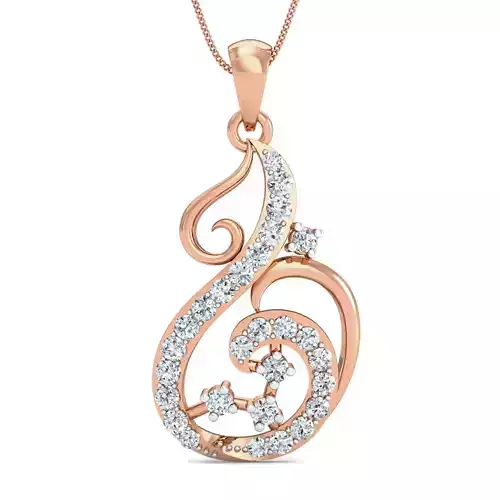 Women pendant-earrings set 3dm stl render detail