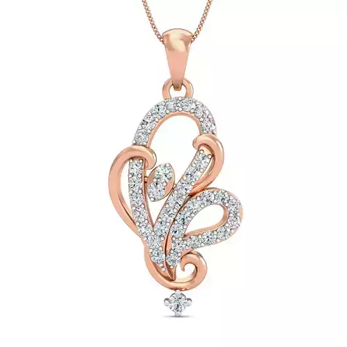 Women pendant-earrings set 3dm stl render detail