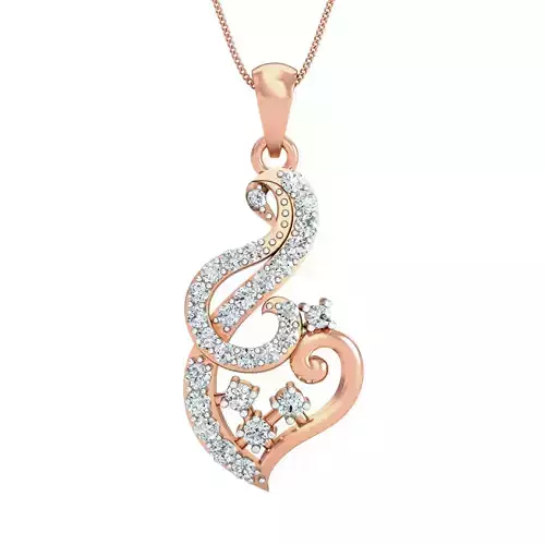 Women pendant-earrings set 3dm stl render detail