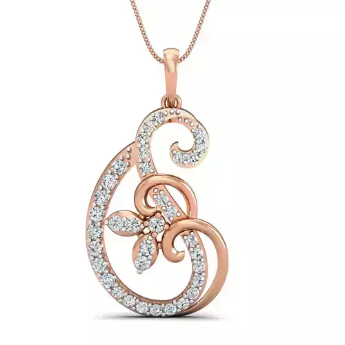 Women pendant-earrings set 3dm stl render detail