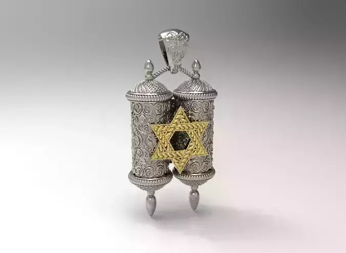 Pendant Torah Scroll with Star of David  N-260 3D print model