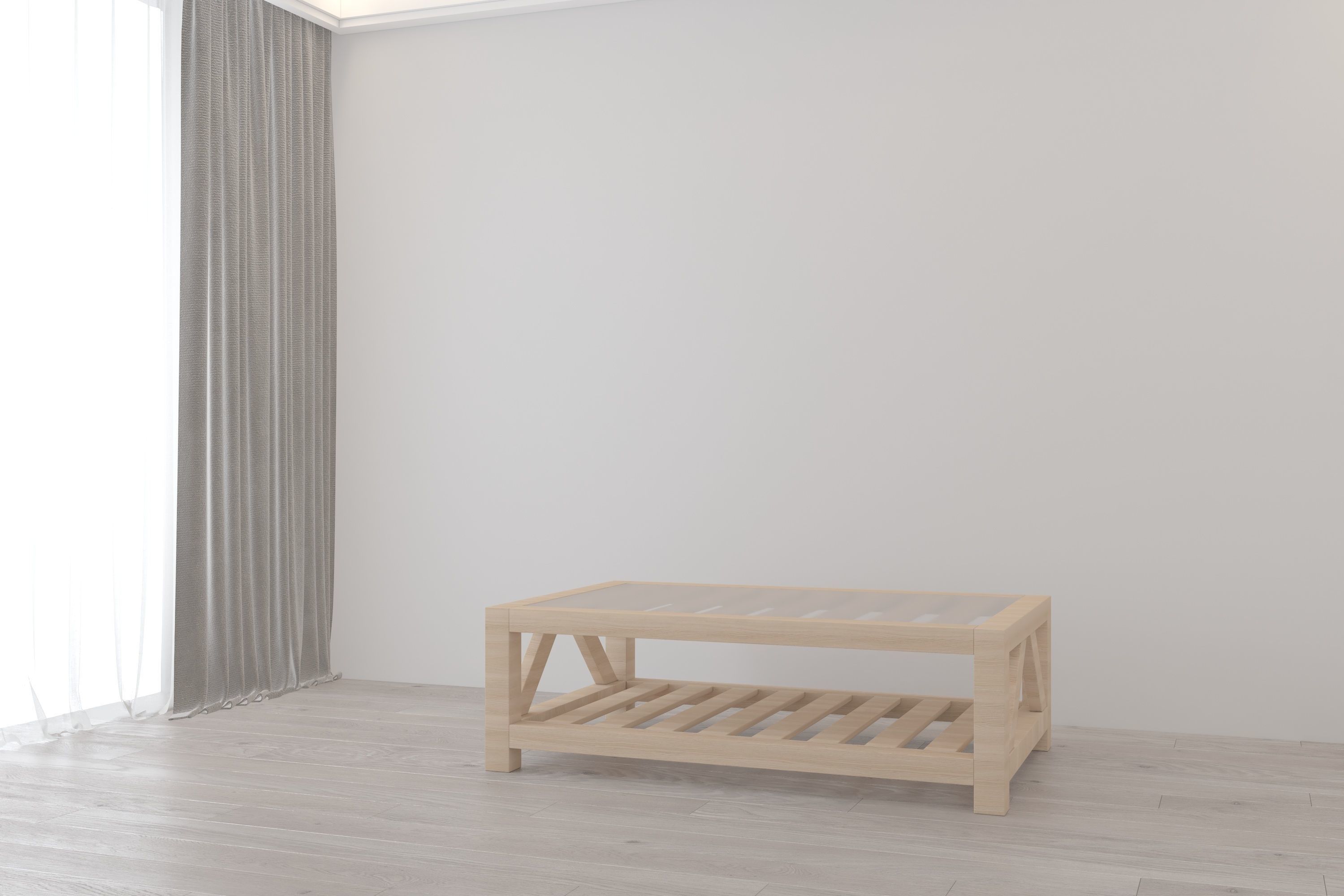 glazed top table for living  Free low-poly 3D model_1