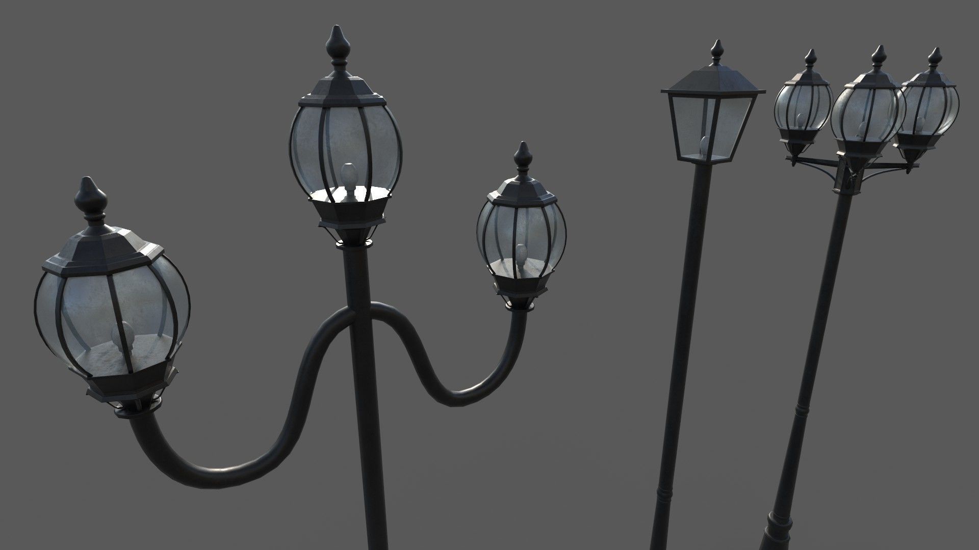 PBR Outdoor Street lamp post Low-poly 3D model_26