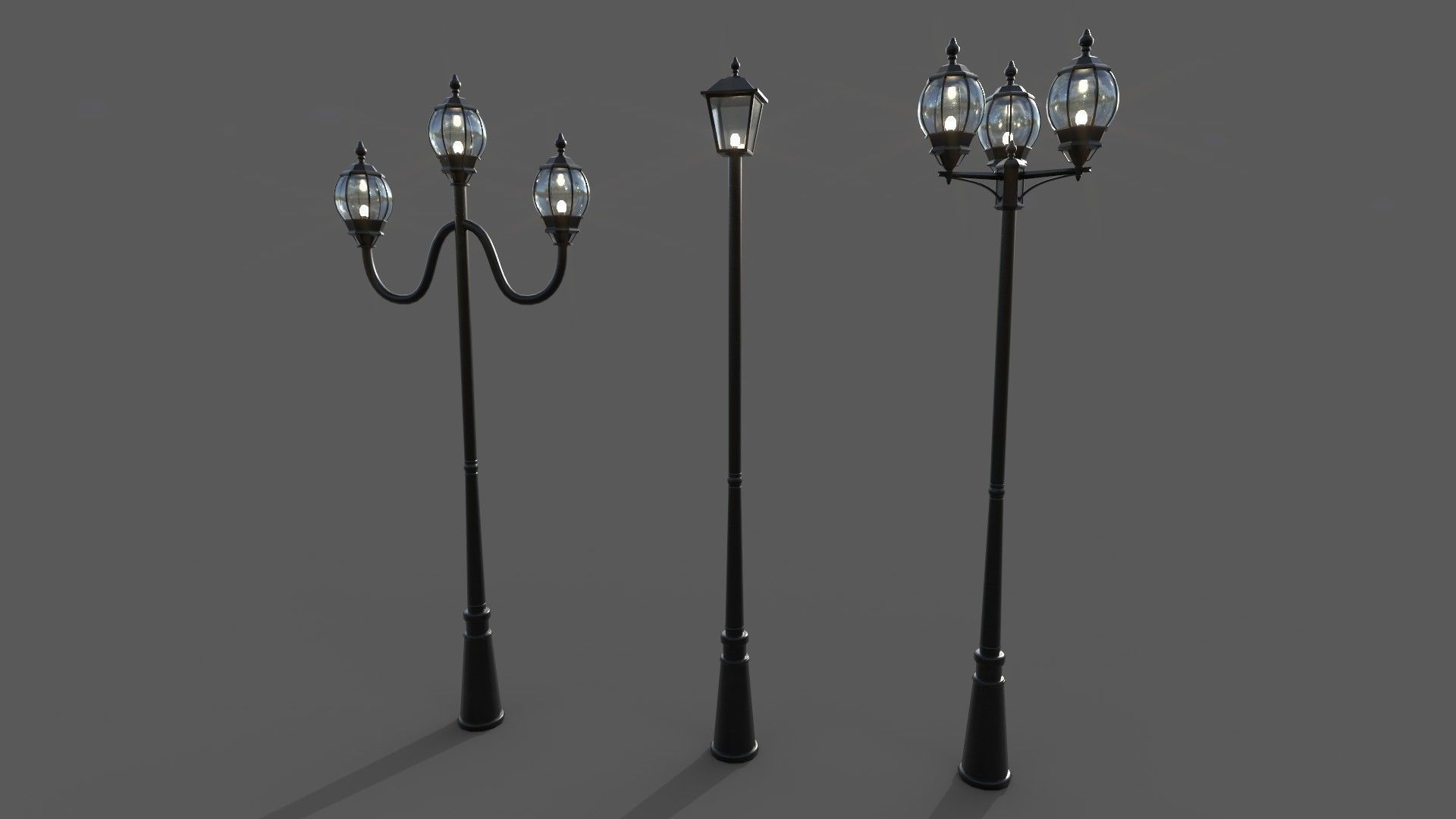 PBR Outdoor Street lamp post Low-poly 3D model_10
