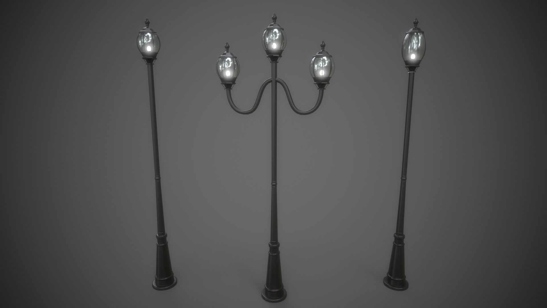 PBR Outdoor Street lamp post Low-poly 3D model_7