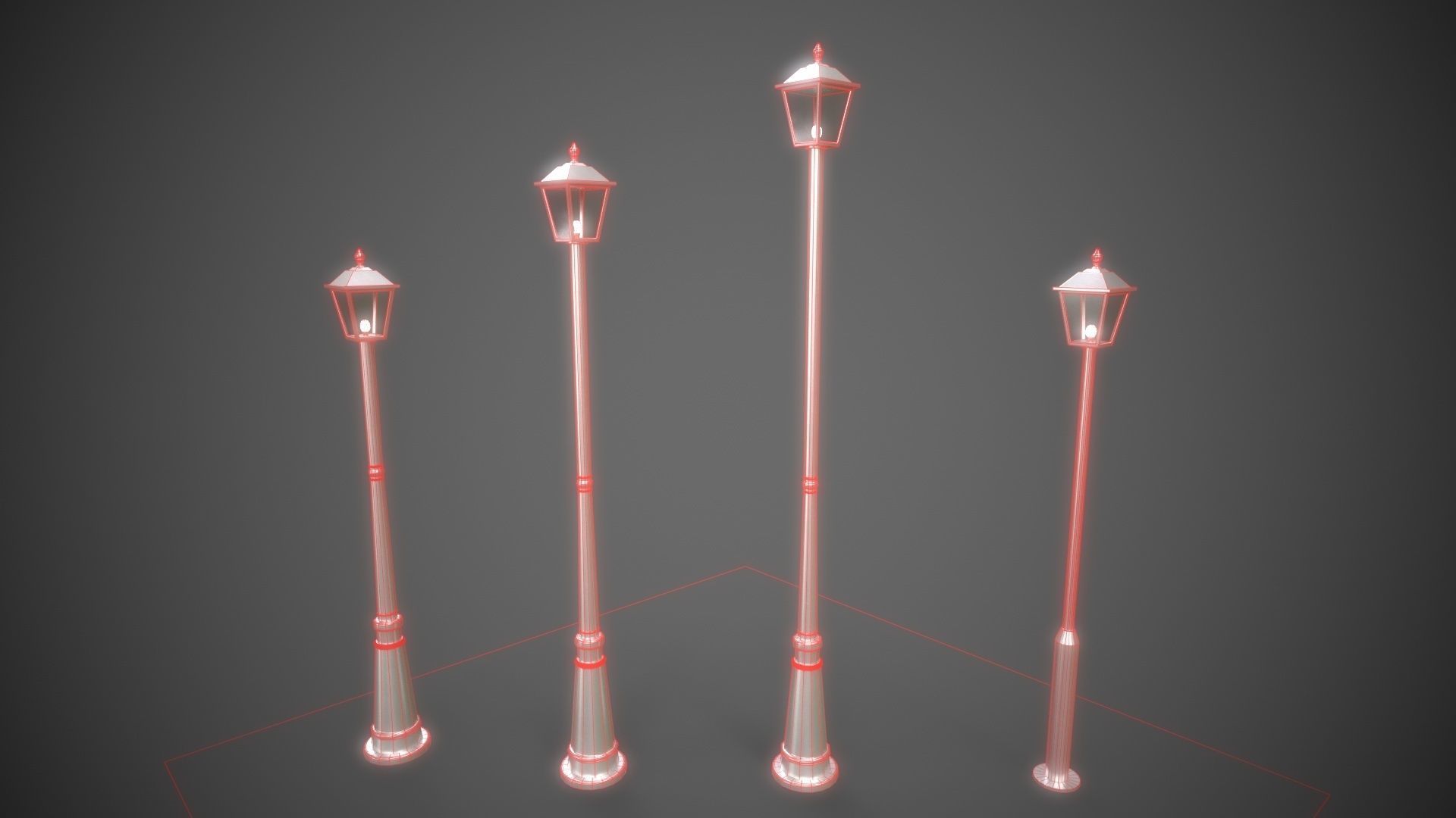 PBR Outdoor Street lamp post Low-poly 3D model_32