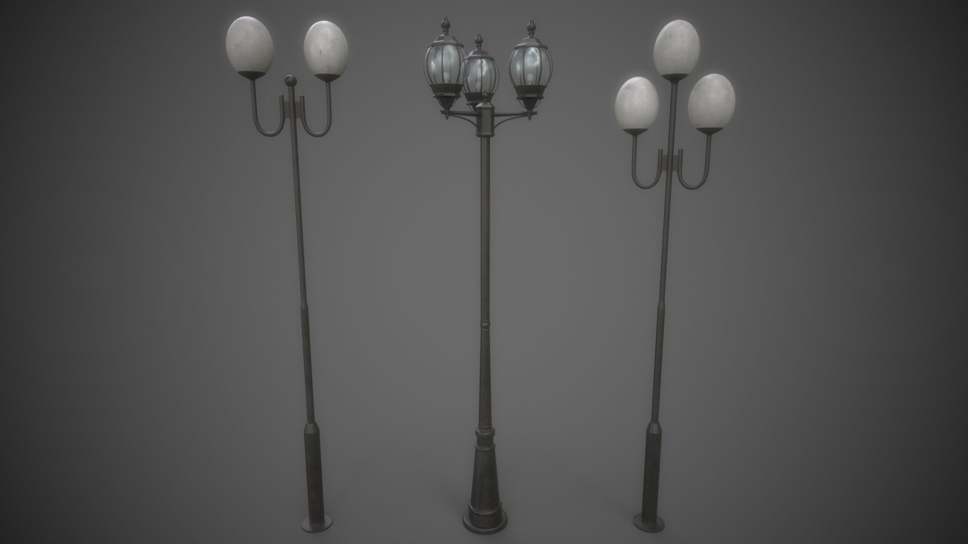 PBR Outdoor Street lamp post Low-poly 3D model_16