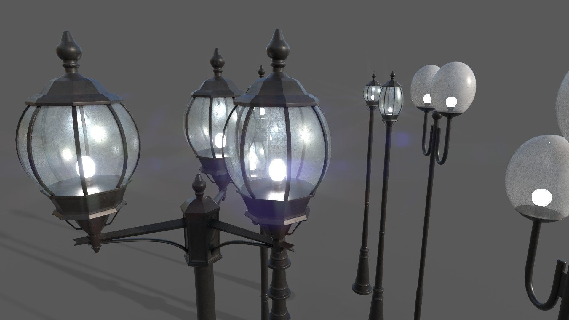 PBR Outdoor Street lamp post Low-poly 3D model_28
