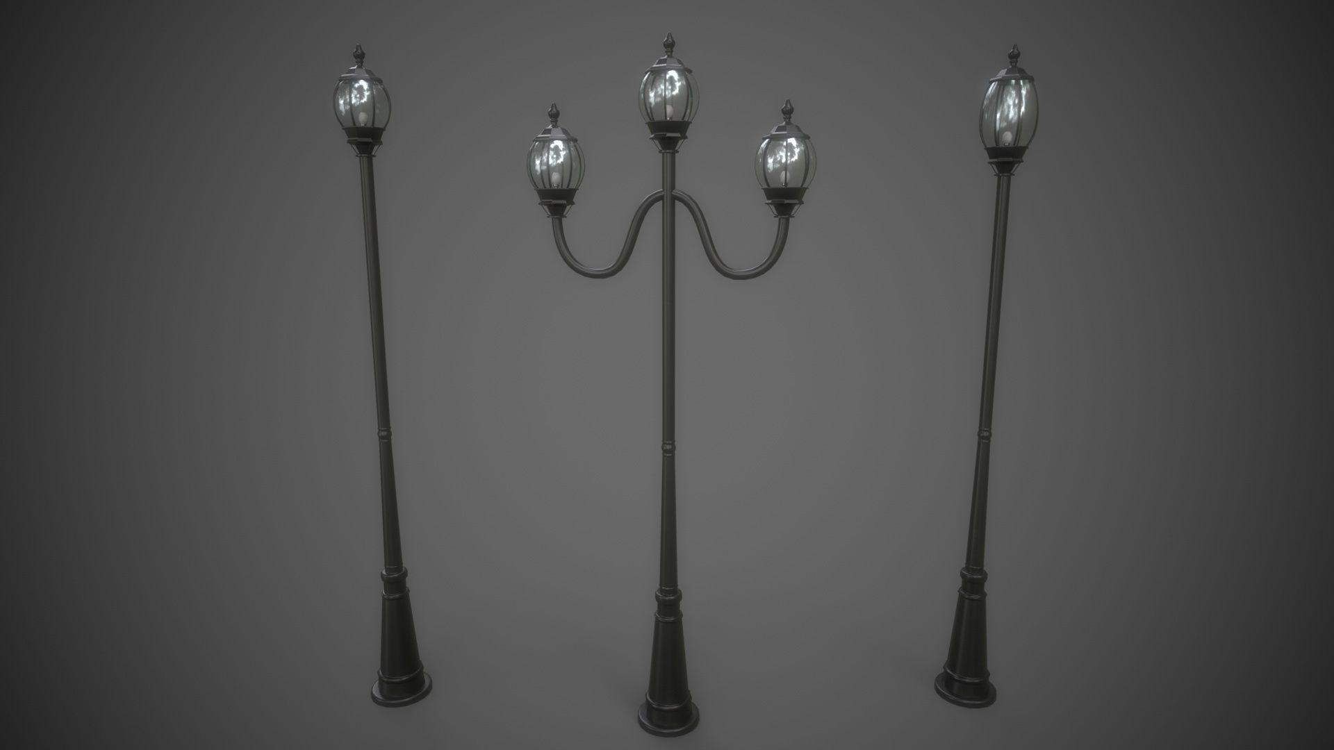 PBR Outdoor Street lamp post Low-poly 3D model_19