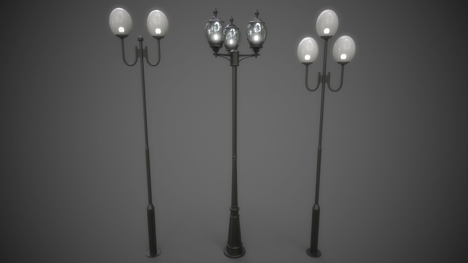 PBR Outdoor Street lamp post Low-poly 3D model_6