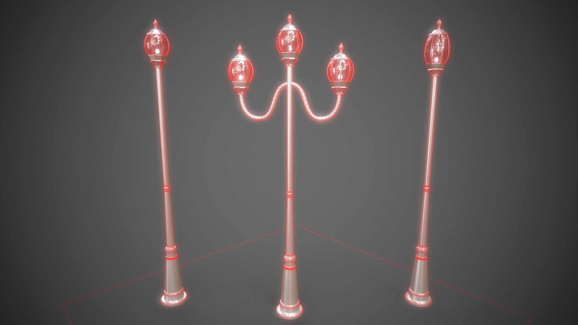 PBR Outdoor Street lamp post Low-poly 3D model_34