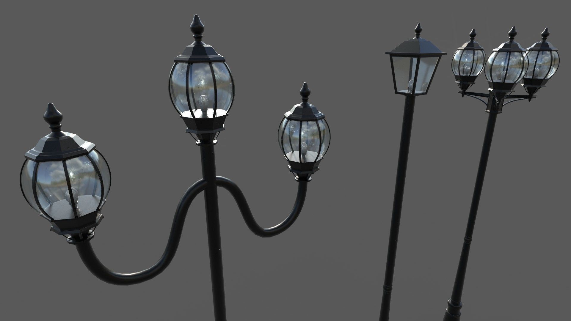 PBR Outdoor Street lamp post Low-poly 3D model_25