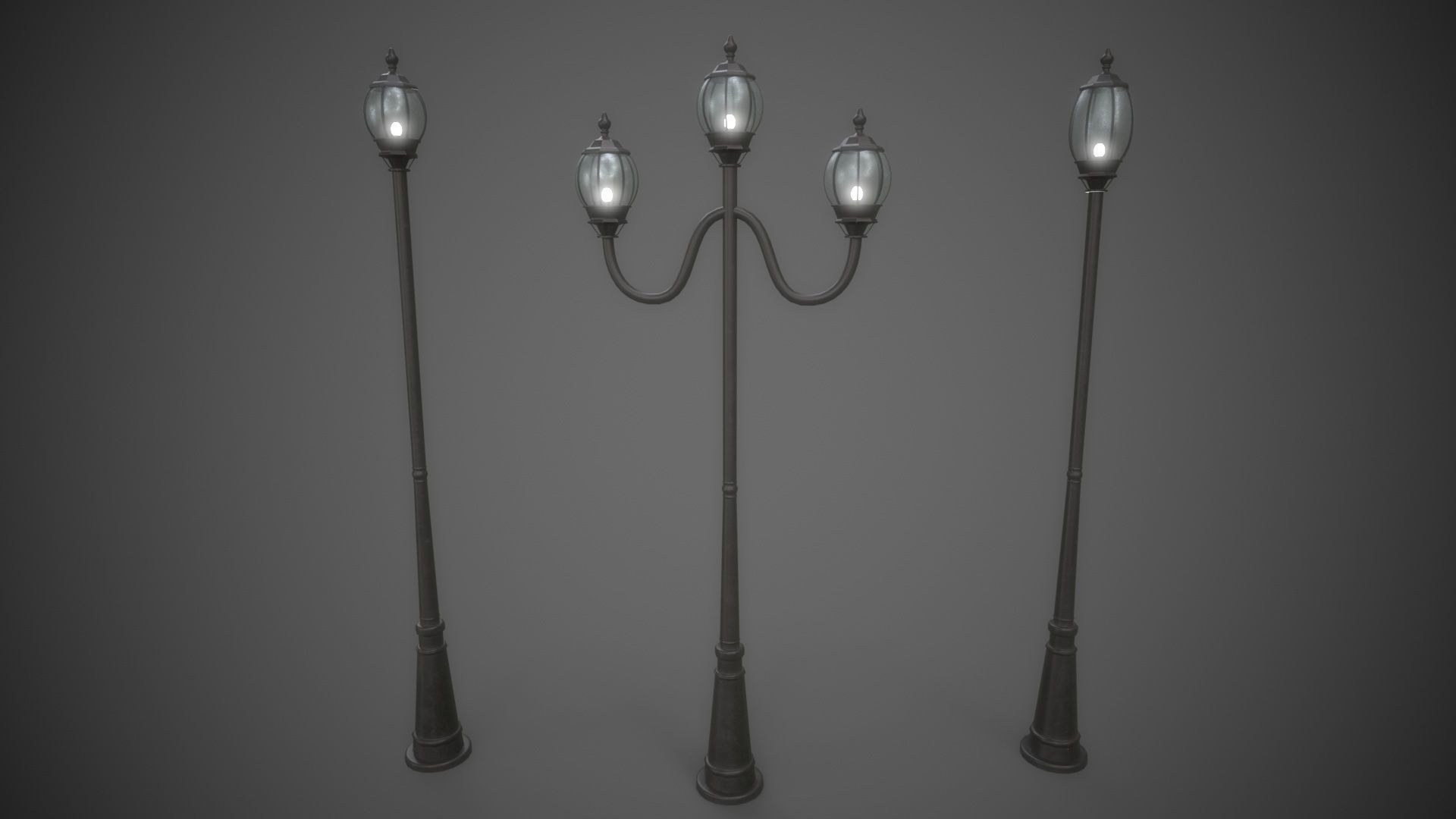 PBR Outdoor Street lamp post Low-poly 3D model_22