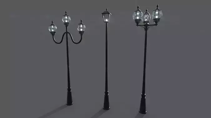 PBR Outdoor Street lamp post Low-poly 3D model