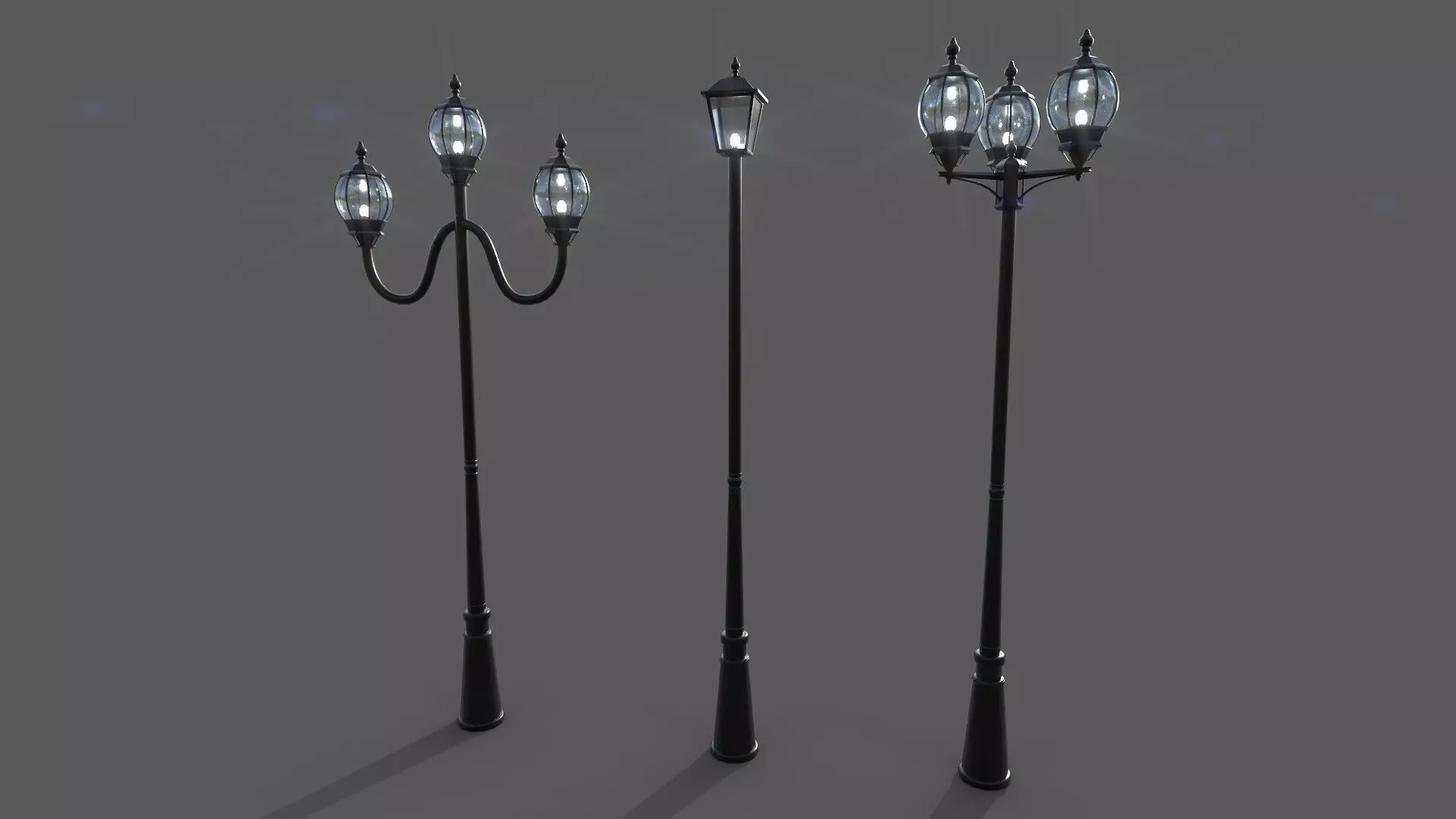 PBR Outdoor Street lamp post Low-poly 3D model_0