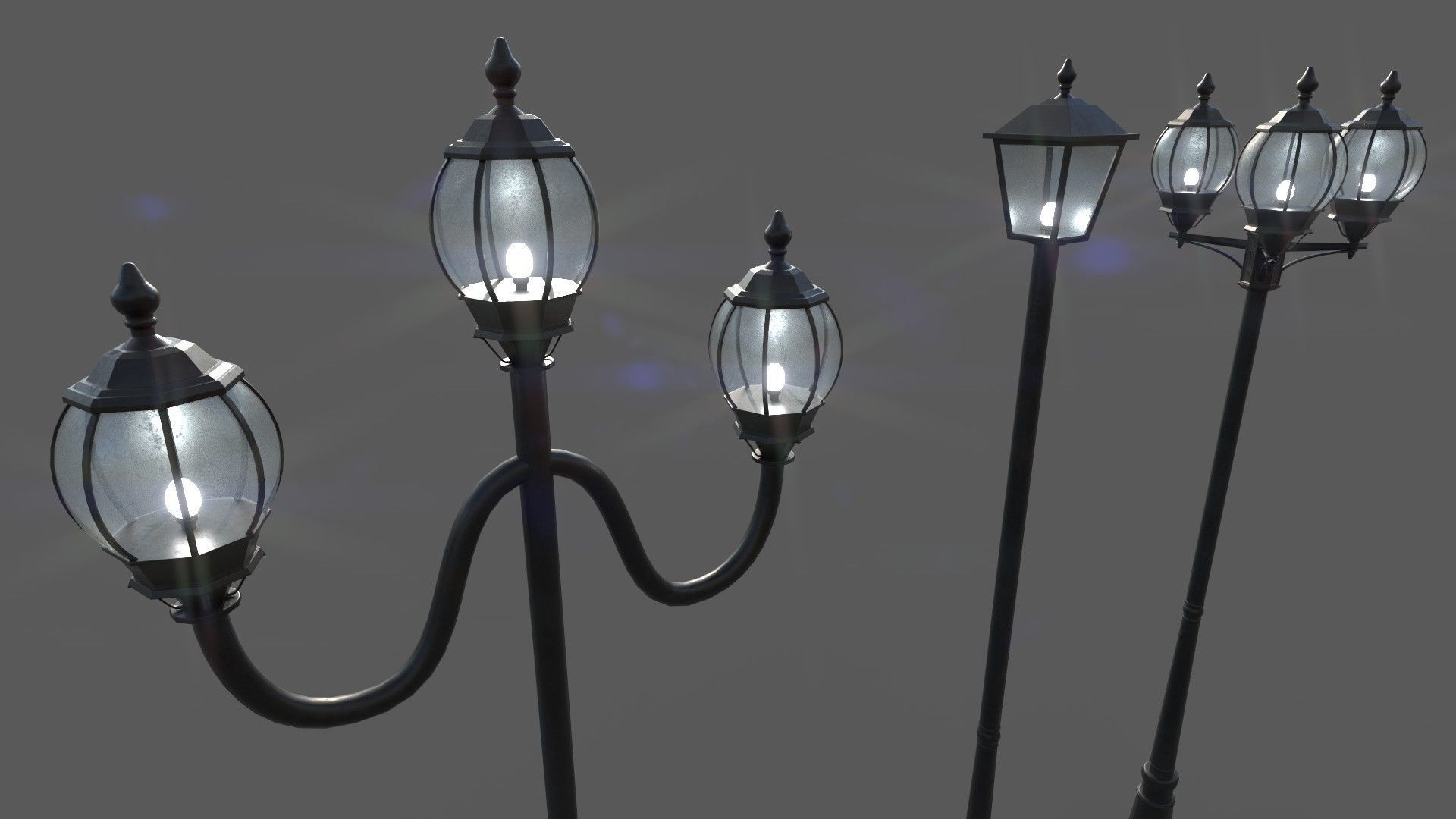 PBR Outdoor Street lamp post Low-poly 3D model_24