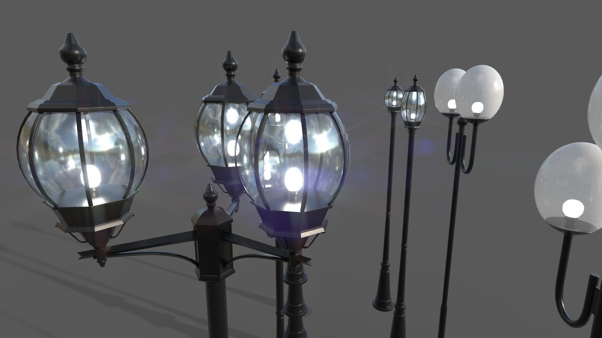 PBR Outdoor Street lamp post Low-poly 3D model_27