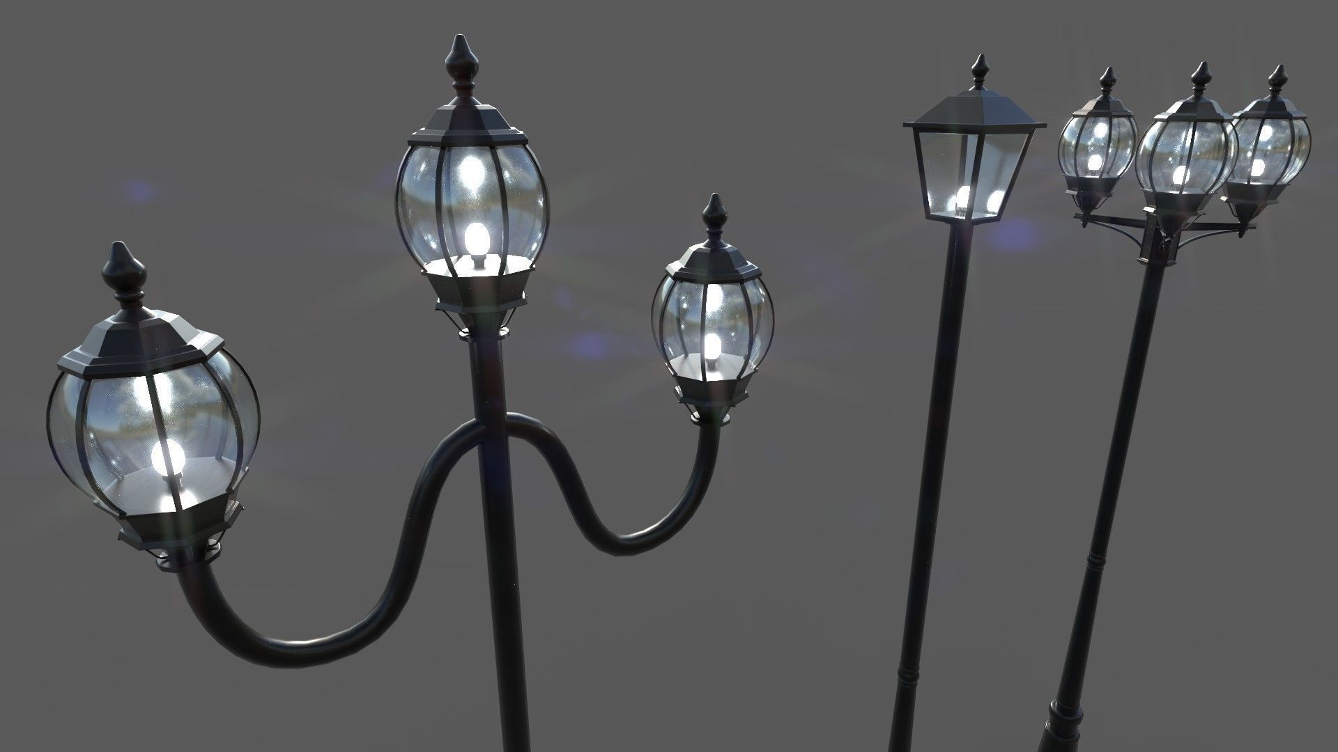 PBR Outdoor Street lamp post Low-poly 3D model_23