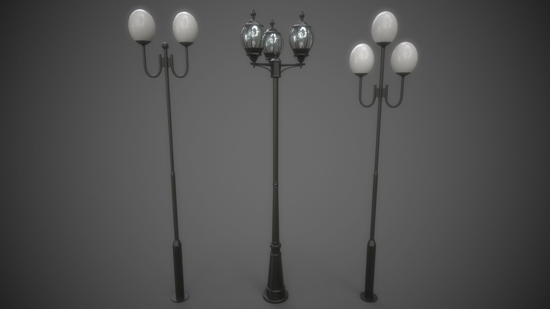PBR Outdoor Street lamp post Low-poly 3D model_15