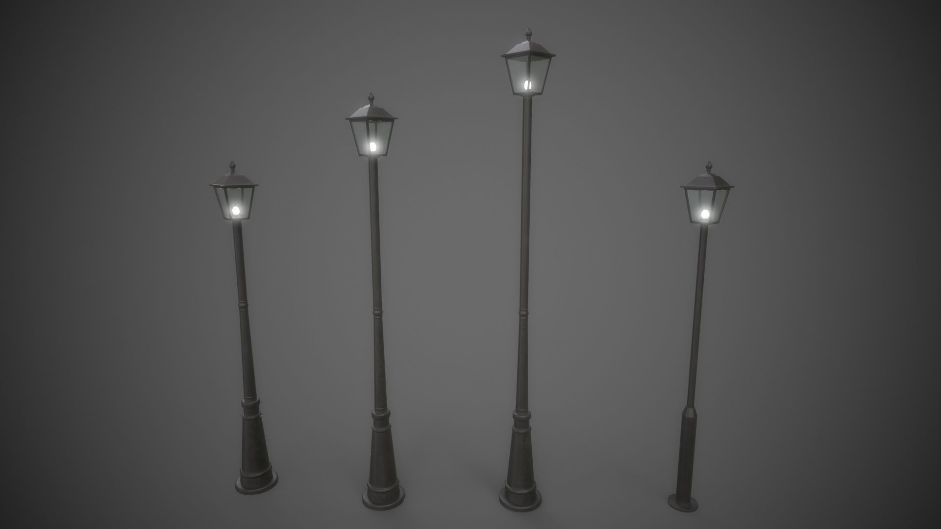 PBR Outdoor Street lamp post Low-poly 3D model_14